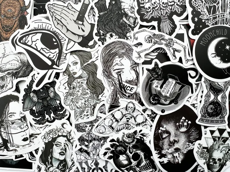 Gothic Black & White Stickers - Variety Pack image indicator(5)