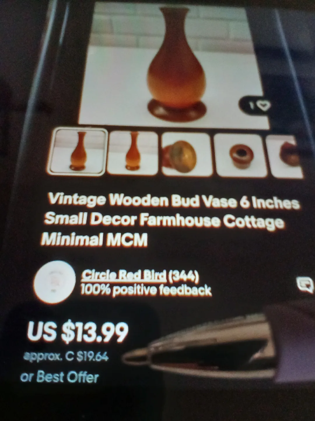 MCM Myrtlewood Bud Vases or Candle Holder Pair $22 image indicator(6)