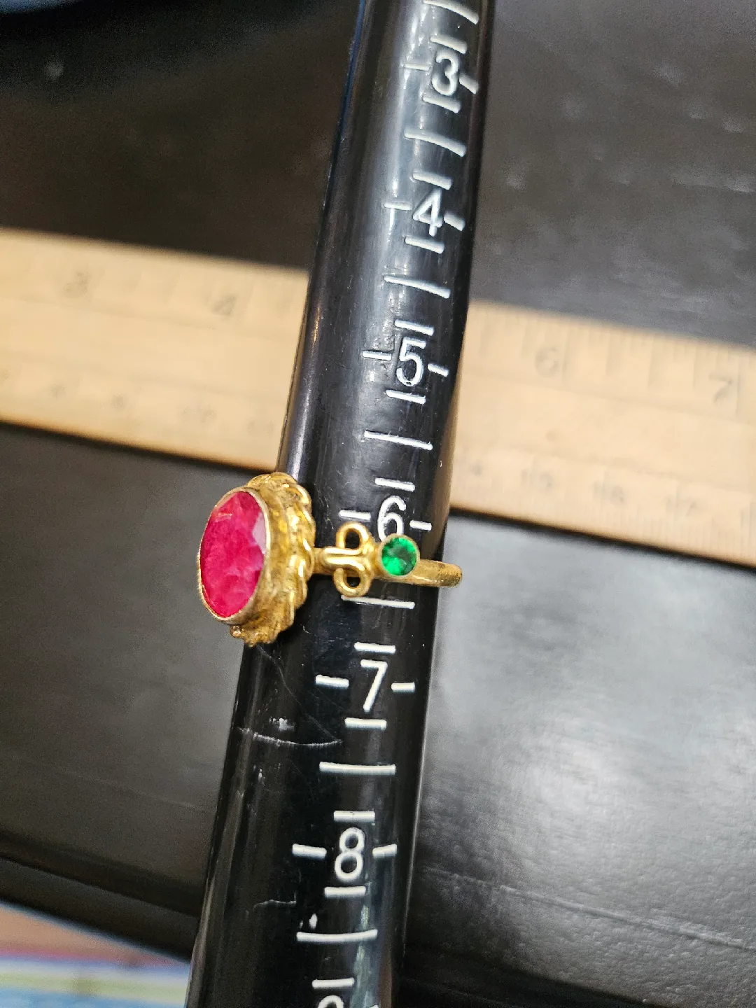 Vintage Gold filled Ring with Ruby image indicator(9)