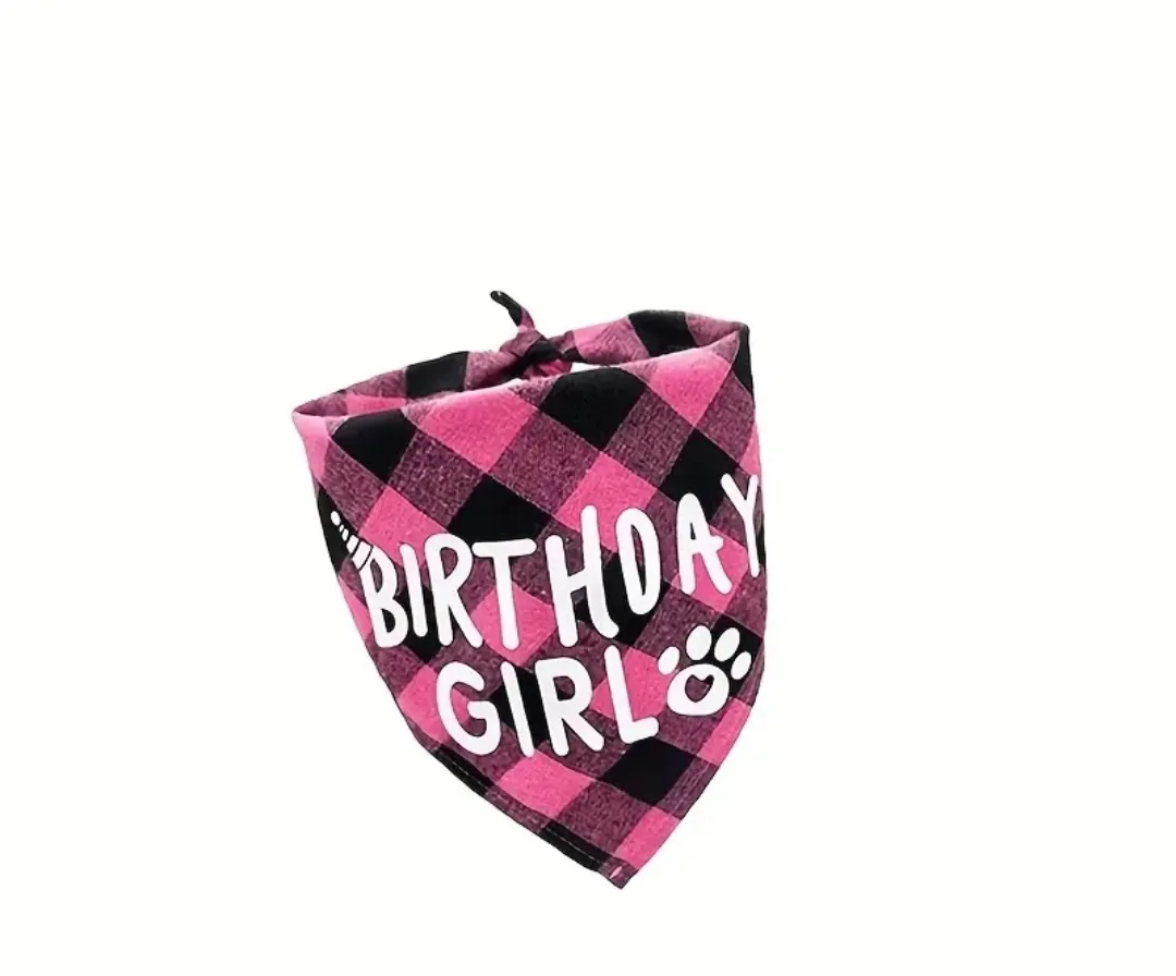 Pink & Black Birthday Girl Dog Bandana thumbnail