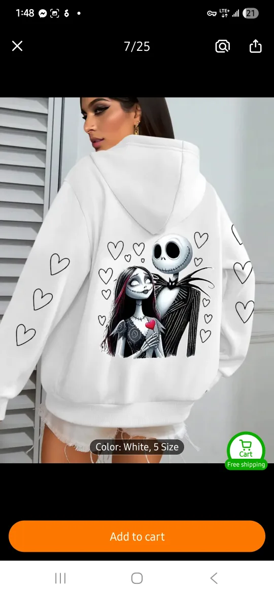 NEW Jack and Sally with Hearts Hoodie 💕 💀 image indicator(8)