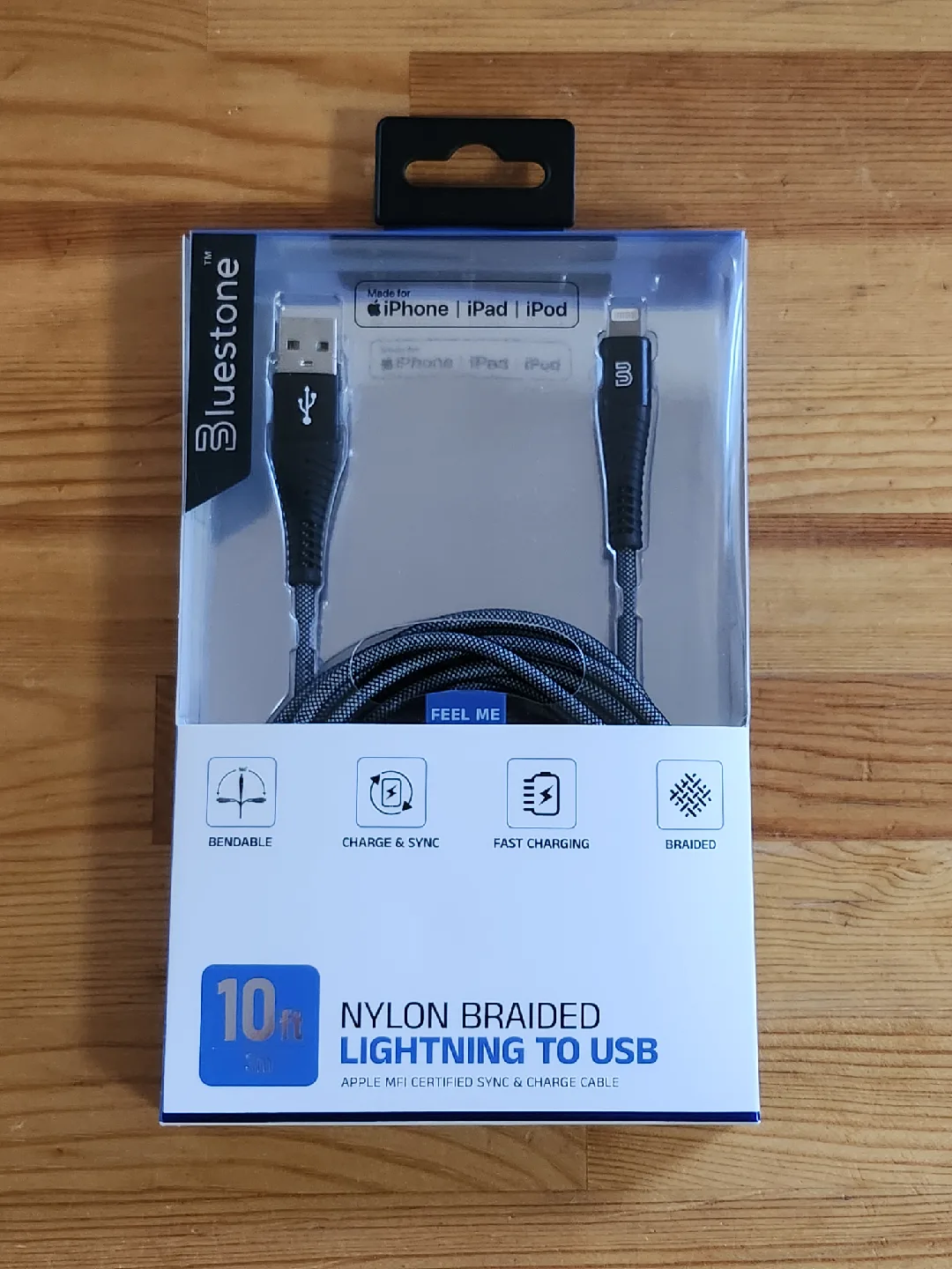 Bluestone Apple 10ft Nylon Braided Lightning USB Cable - New ❤️ thumbnail