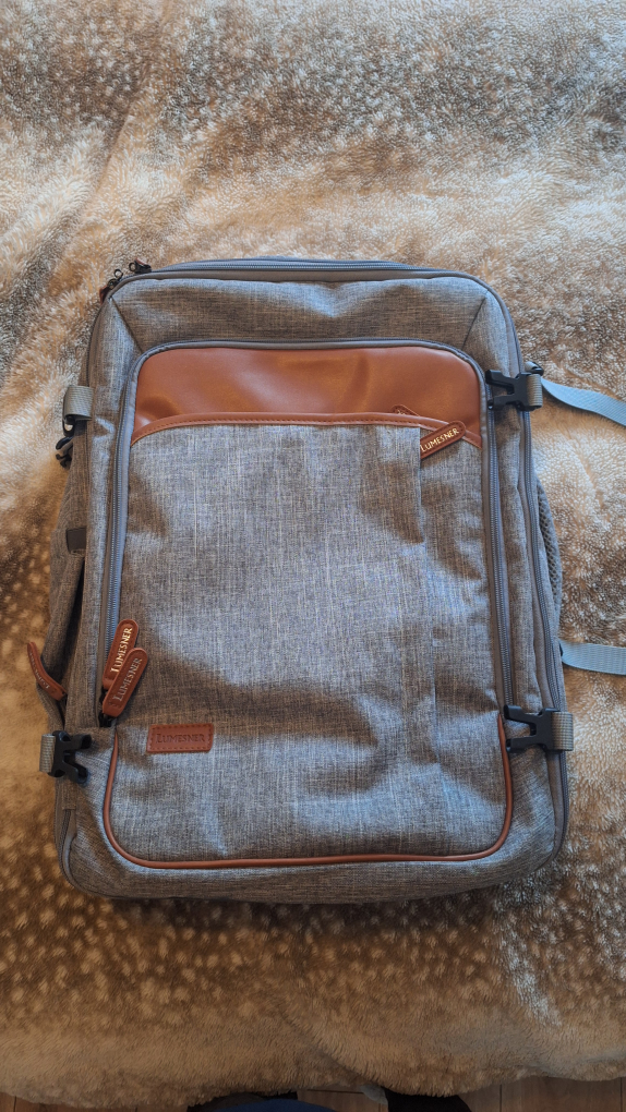 Backpack expandable and perfect fit for carry-on on flight.
