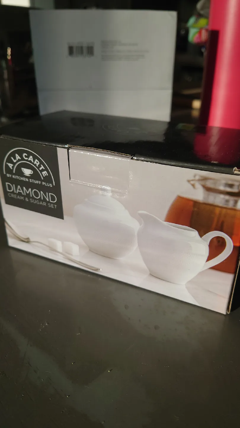 A La Carte Diamond Cream & Sugar Set - New in Box! thumbnail