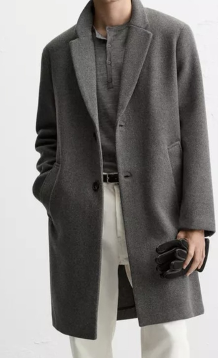 Zara Grey Wool Blend Overcoat: Medium size - photo 2