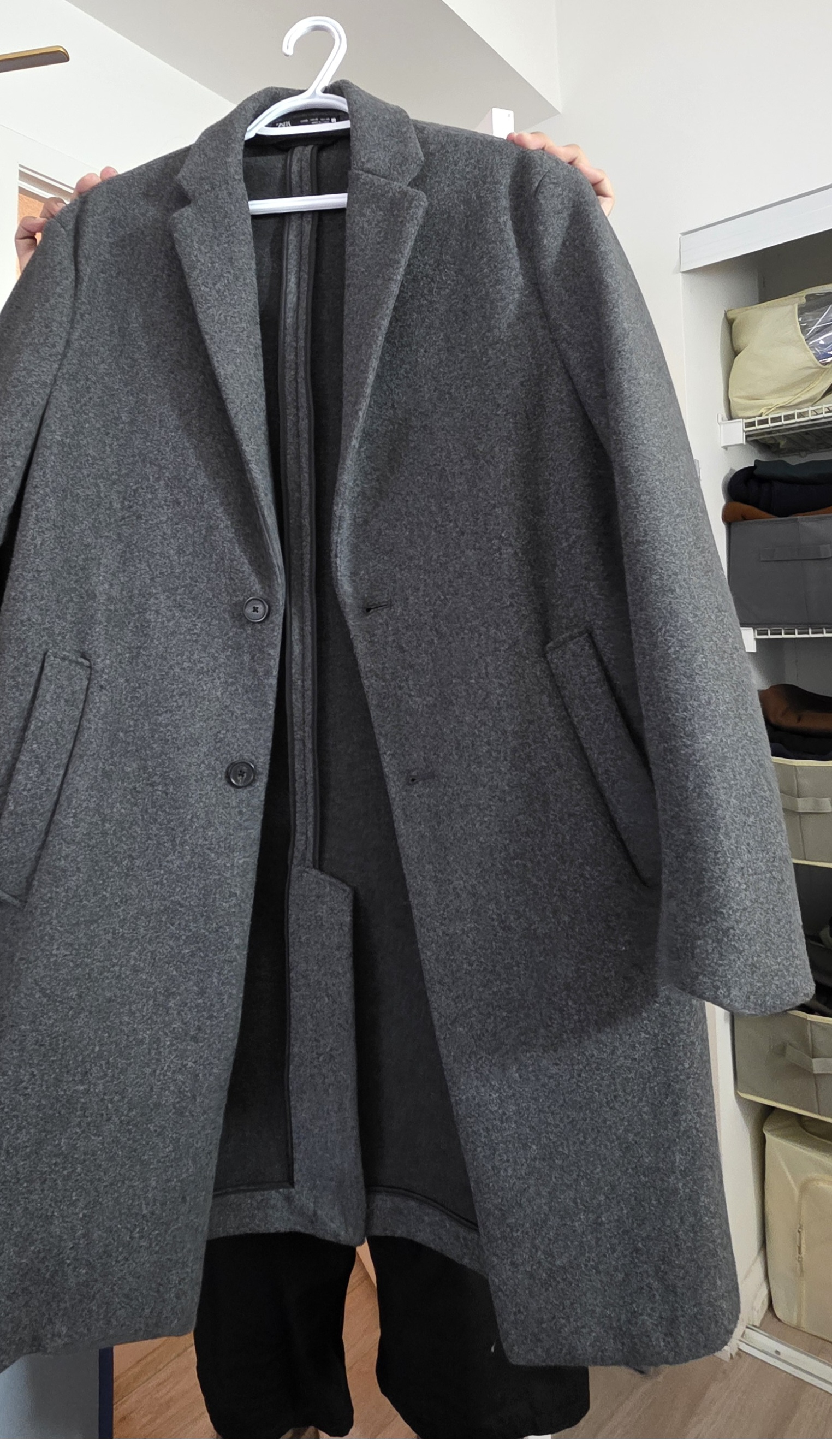 Zara Grey Wool Blend Overcoat: Medium size - photo 4