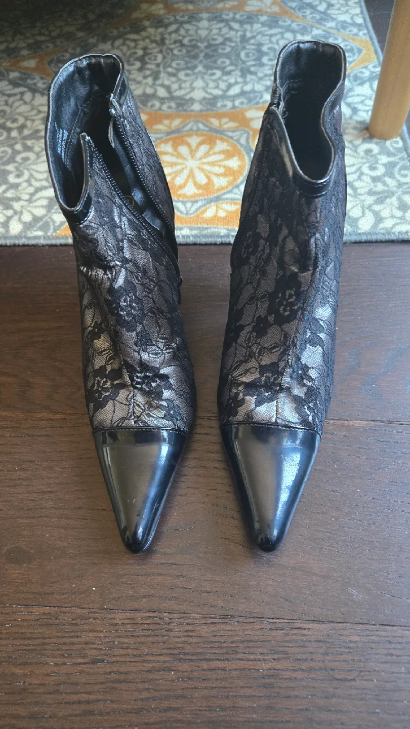 Lacey Black Lace Heeled Booties - Size 8 image indicator(2)
