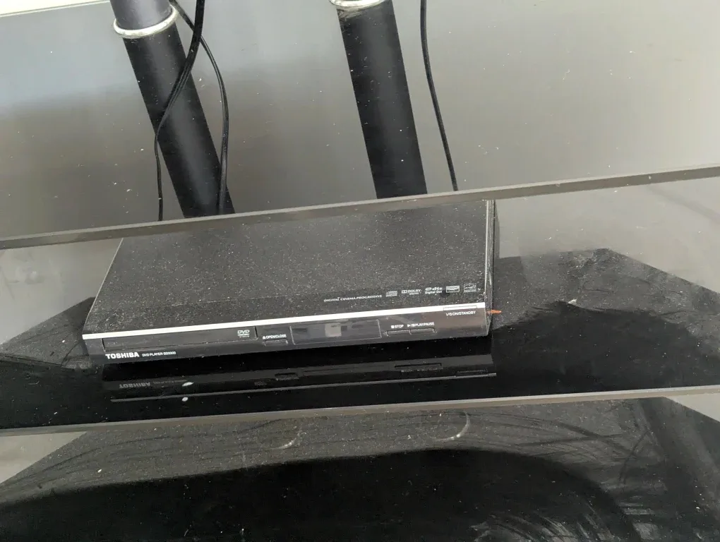 32-in Toshiba flat screen with Toshiba DVD player and stand image indicator(3)