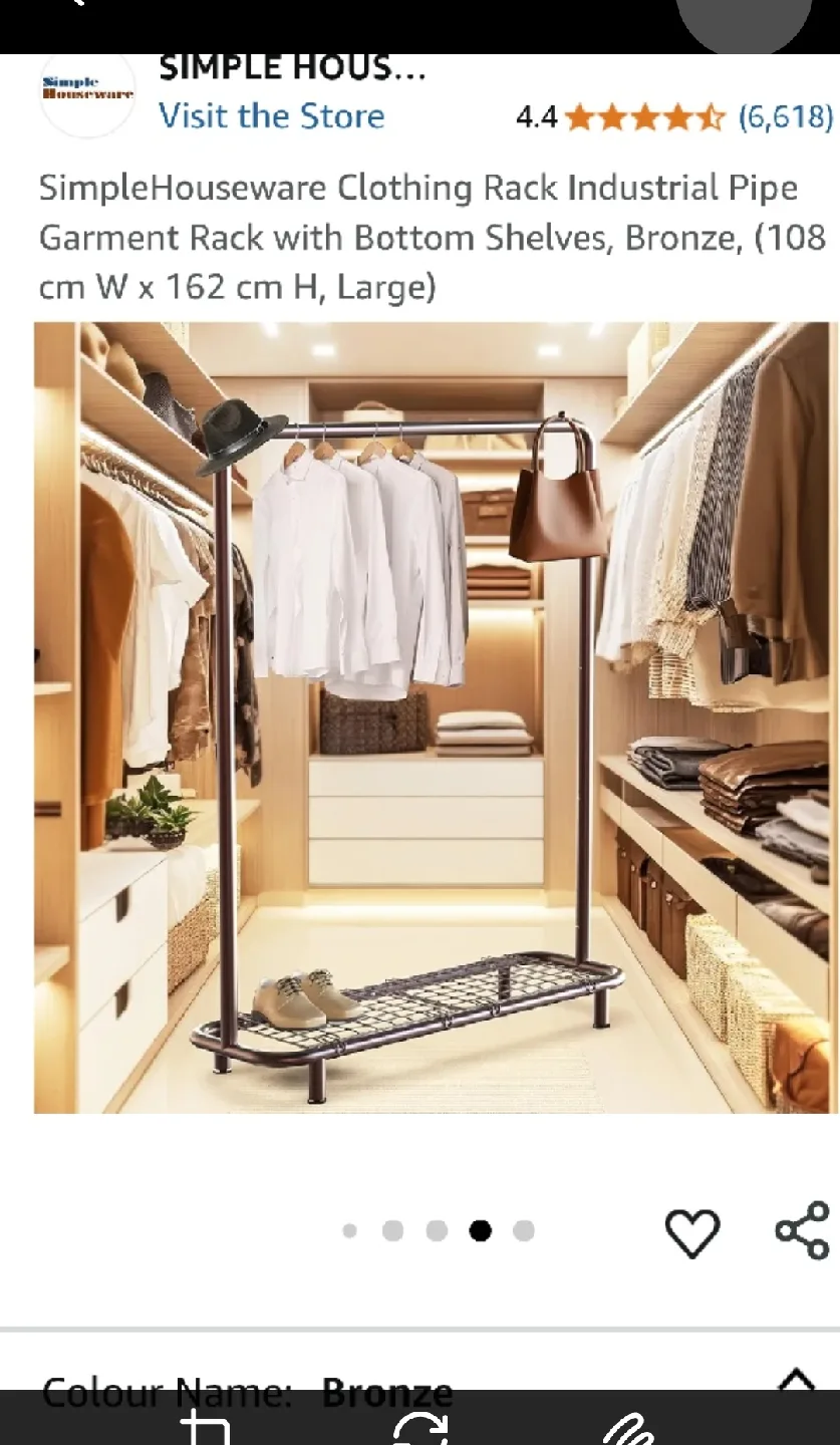 BRAND NEW Simple Houseware Clothing Rack - Bronze Finish image indicator(4)