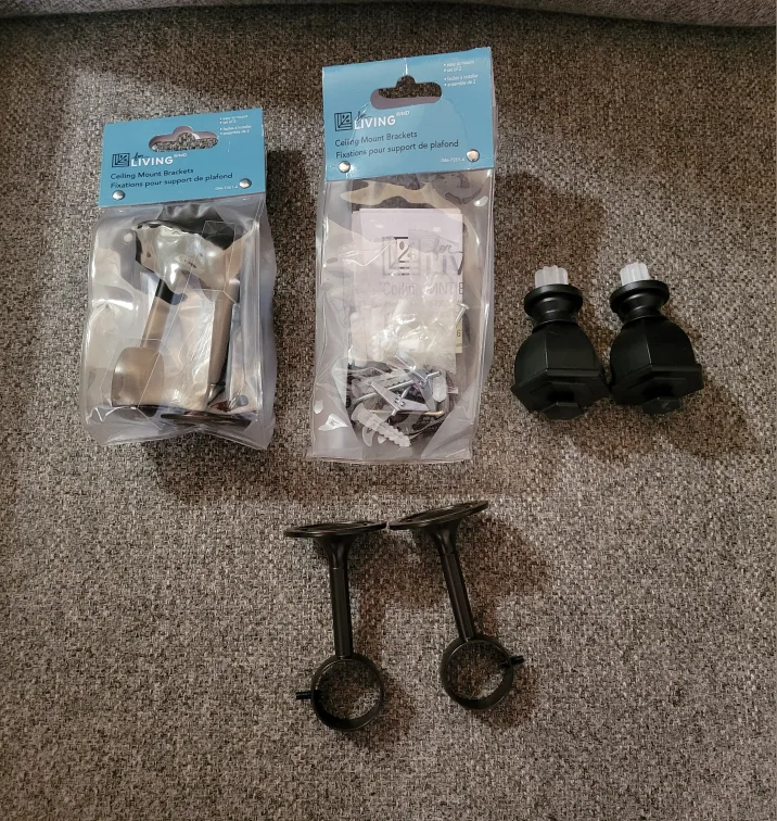 Ceiling mount brackets and curtain rod ends (All for $8) thumbnail