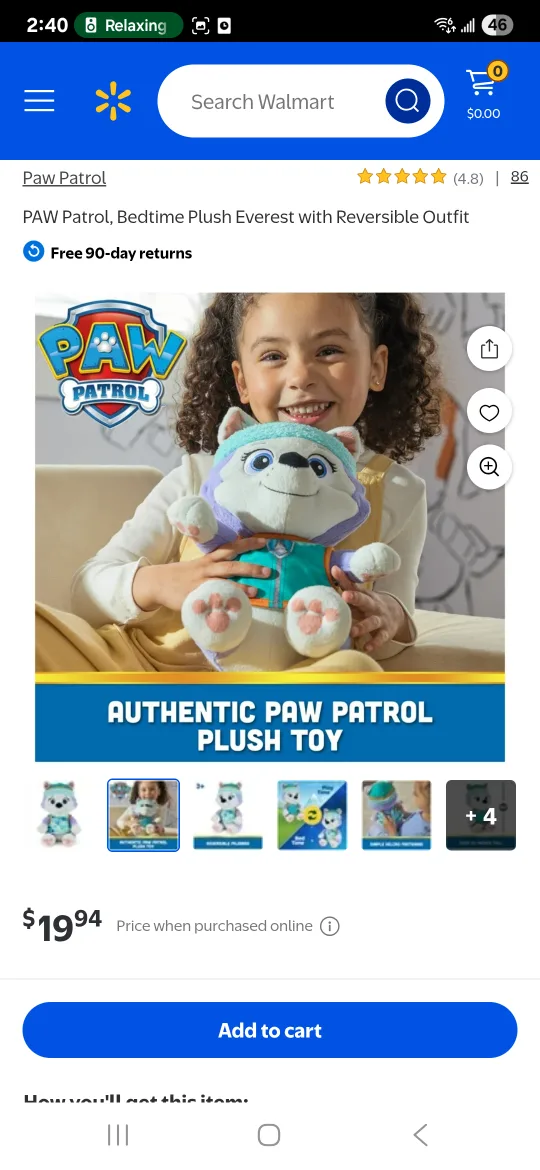 PAW Patrol, Bedtime Plush Everest with Reversible Outfit image indicator(10)