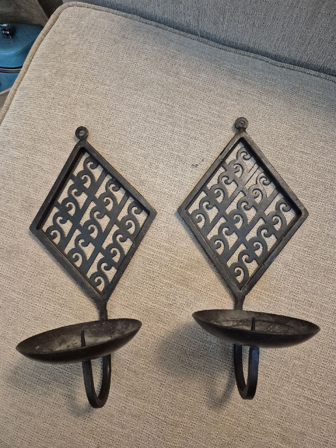 Pair of Metal Candle Holders for Wall