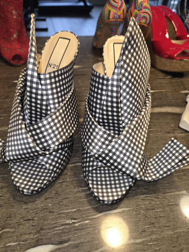 N°21 Black & White Gingham Heels - Size 41