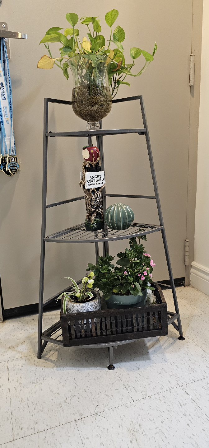 Foldable Metal Corner Shelf Unit - Grey