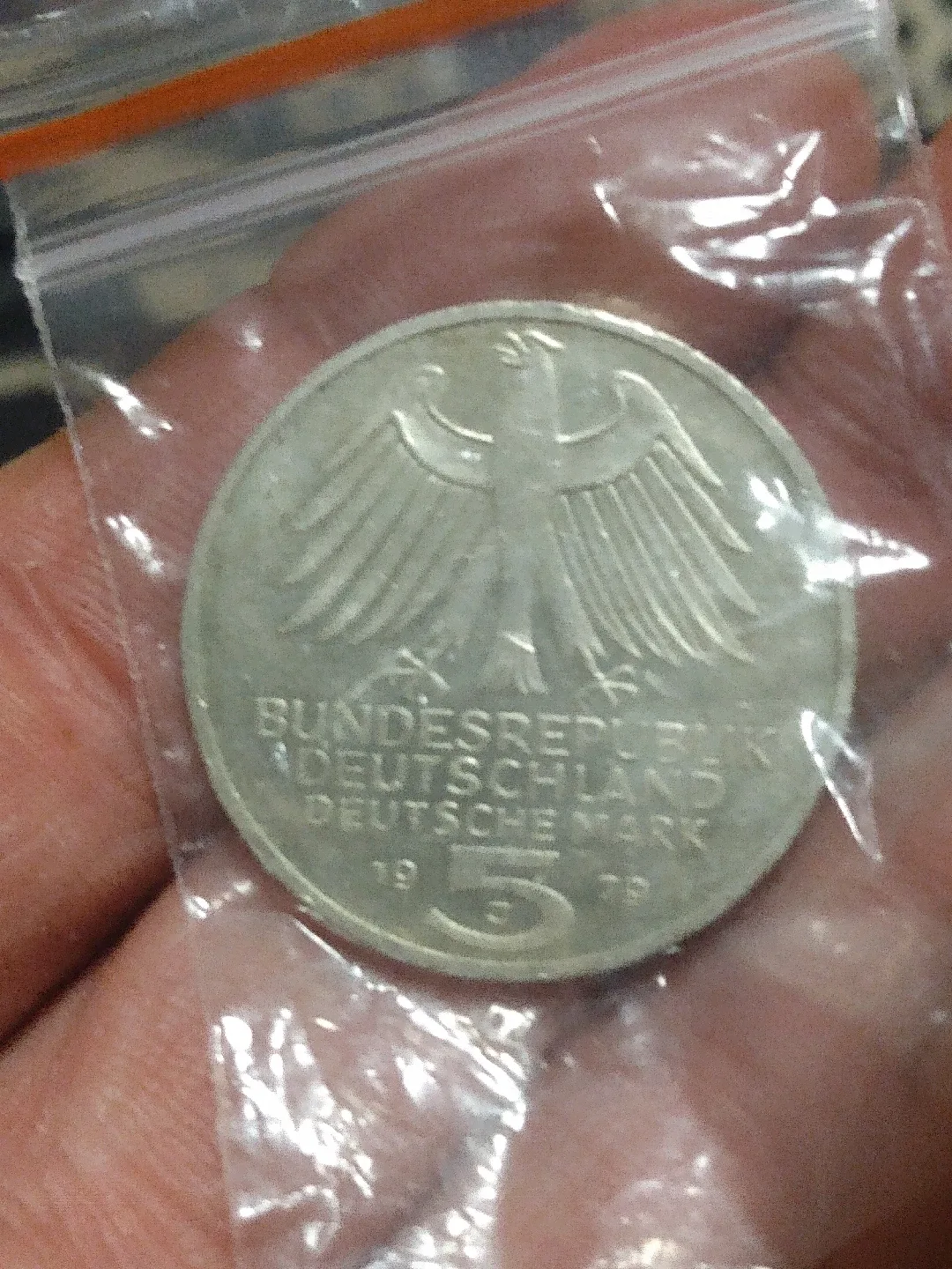 1973 German 5 Deutsche Mark Coin thumbnail