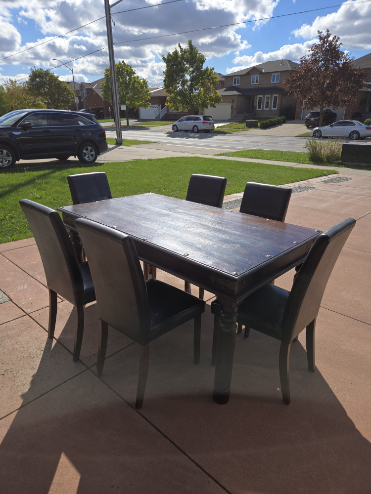 Dining Table with 6 Chairs - Dark Wood