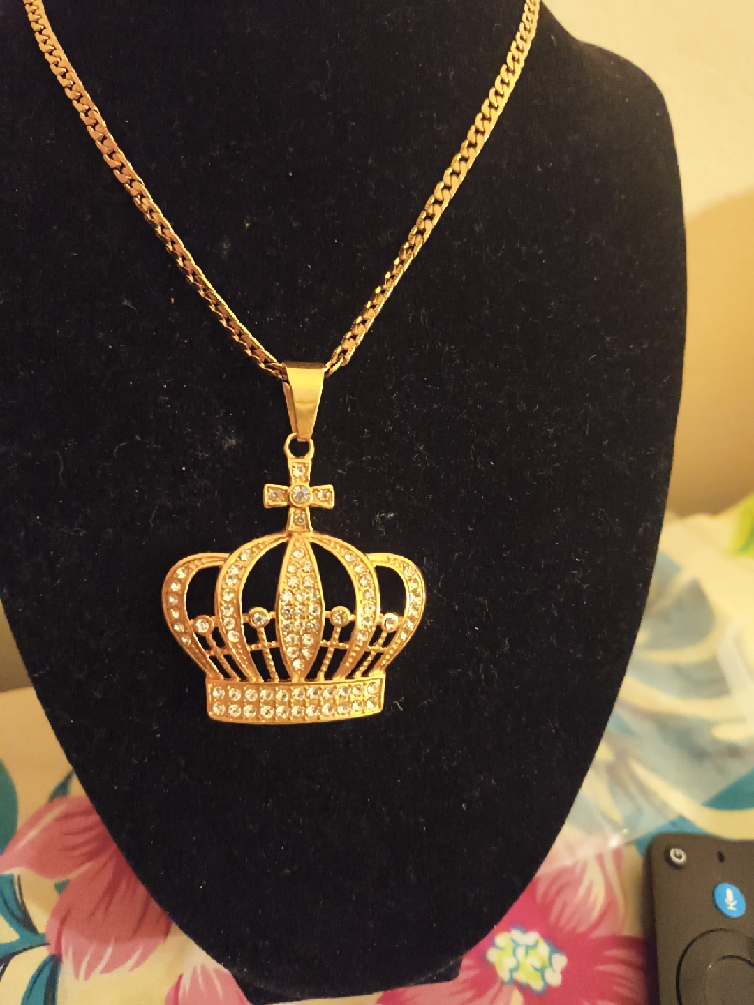 Gold Crown Pendant Necklace