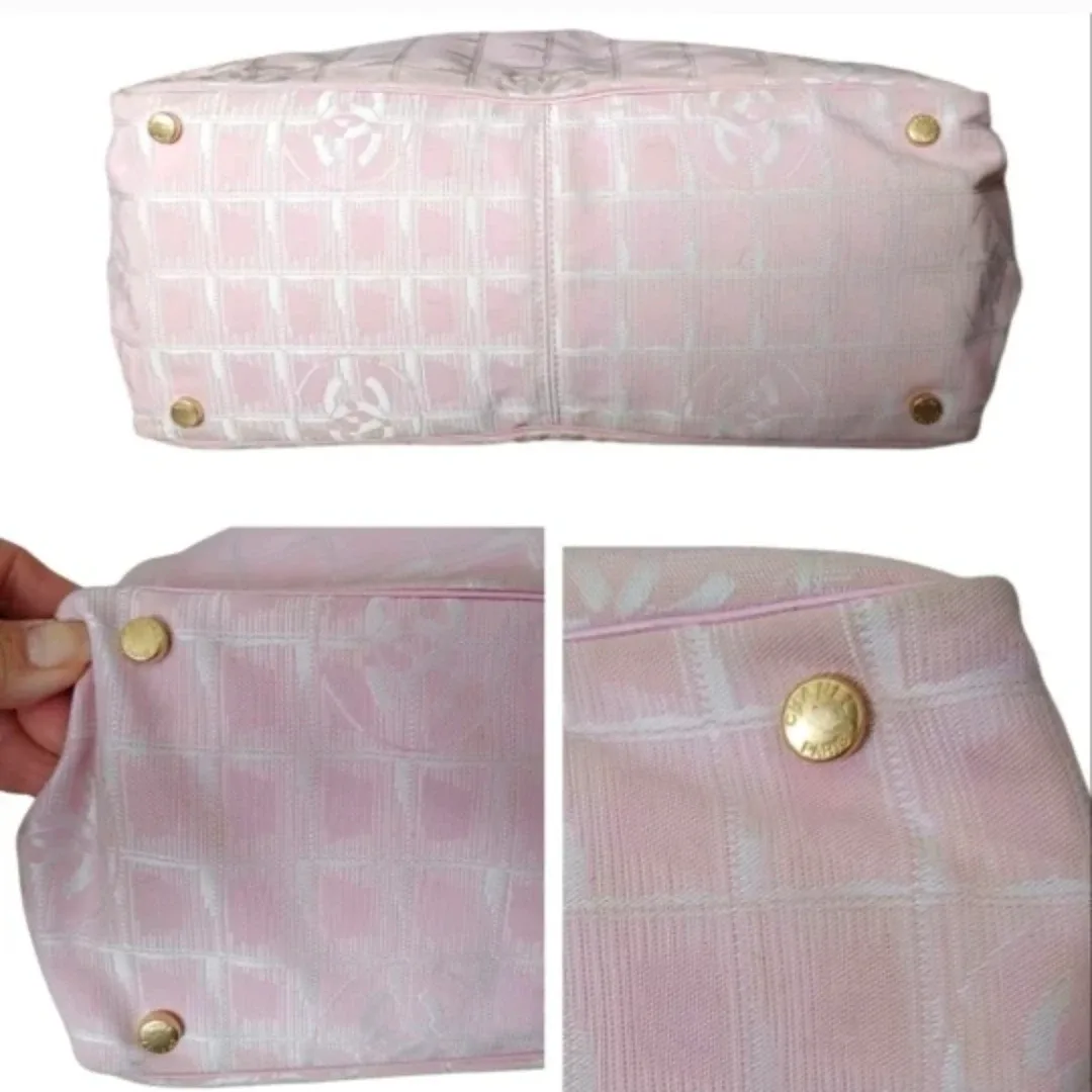 Chanel Pink Nylon CC Travel Line Tote Bag image indicator(8)