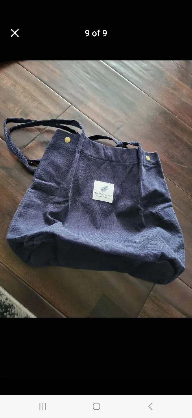 Corduroy Tote Bag - Brown, Navy, Grey image indicator(2)