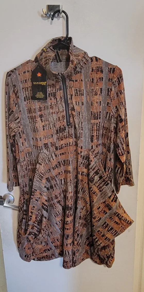 San Lodo Brown Patterned Tunic Top thumbnail