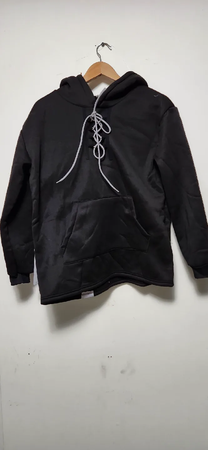 Black Hockey Lace Hoodie thumbnail