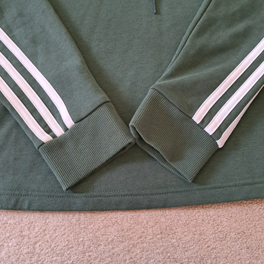 Adidas Cropped Hoodie Green White Stripes Women's Size Medium image indicator(8)