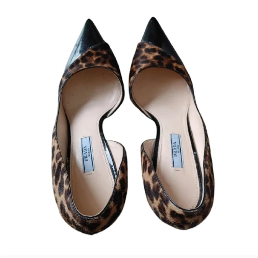 Prada Pony Hair Leopard Print Patent Leather Heels - photo 4