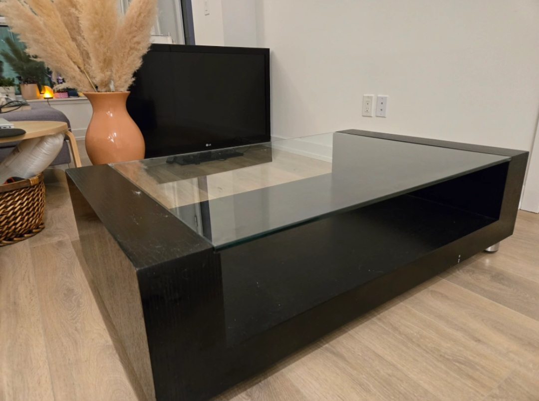 Black Coffee Table with Glass Top