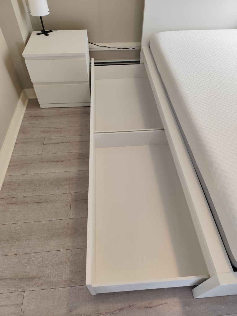 White Bed Frame with 2 Nightstands and a foam - photo 2