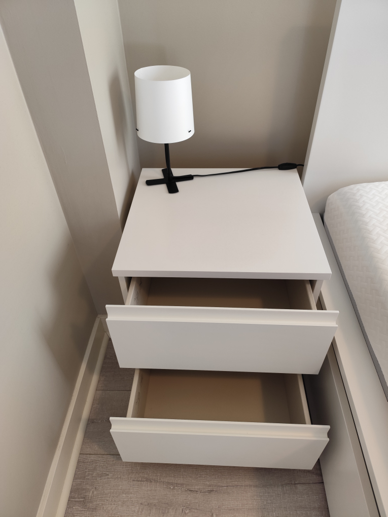 White Bed Frame with 2 Nightstands and a foam - photo 3