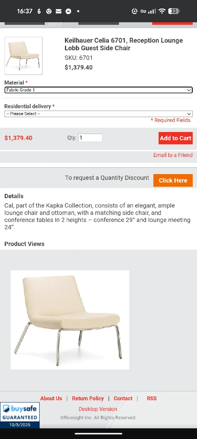 Keilhauer Grey Upholstered Lounge Chair image indicator(10)