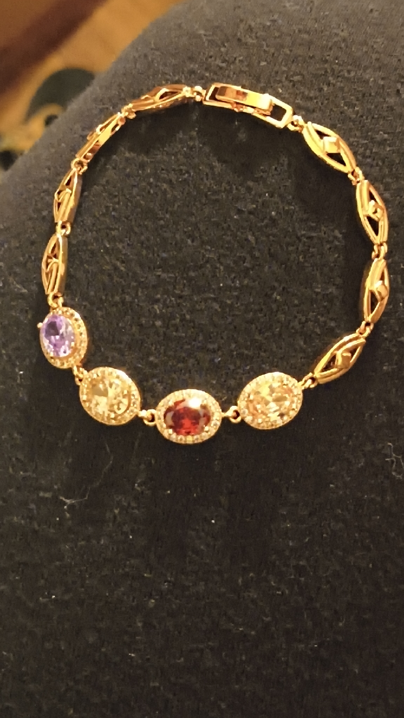 Elegant Gold-Tone Gemstone Bracelet - photo 2
