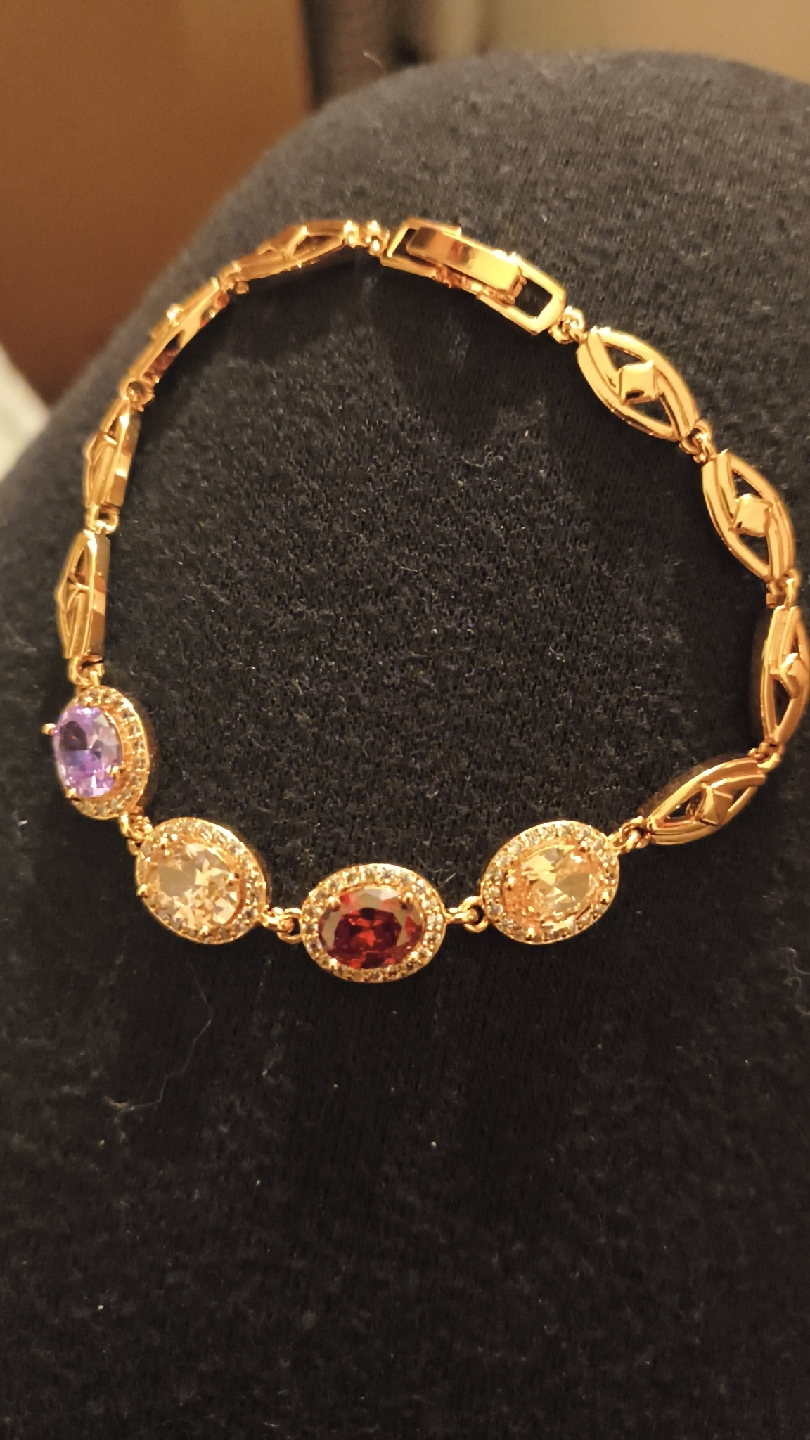 Elegant Gold-Tone Gemstone Bracelet - photo 3