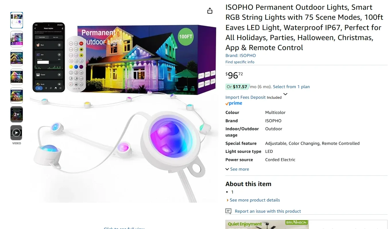 Permanent Outdoor Lights 100 Feet BNIB image indicator(2)