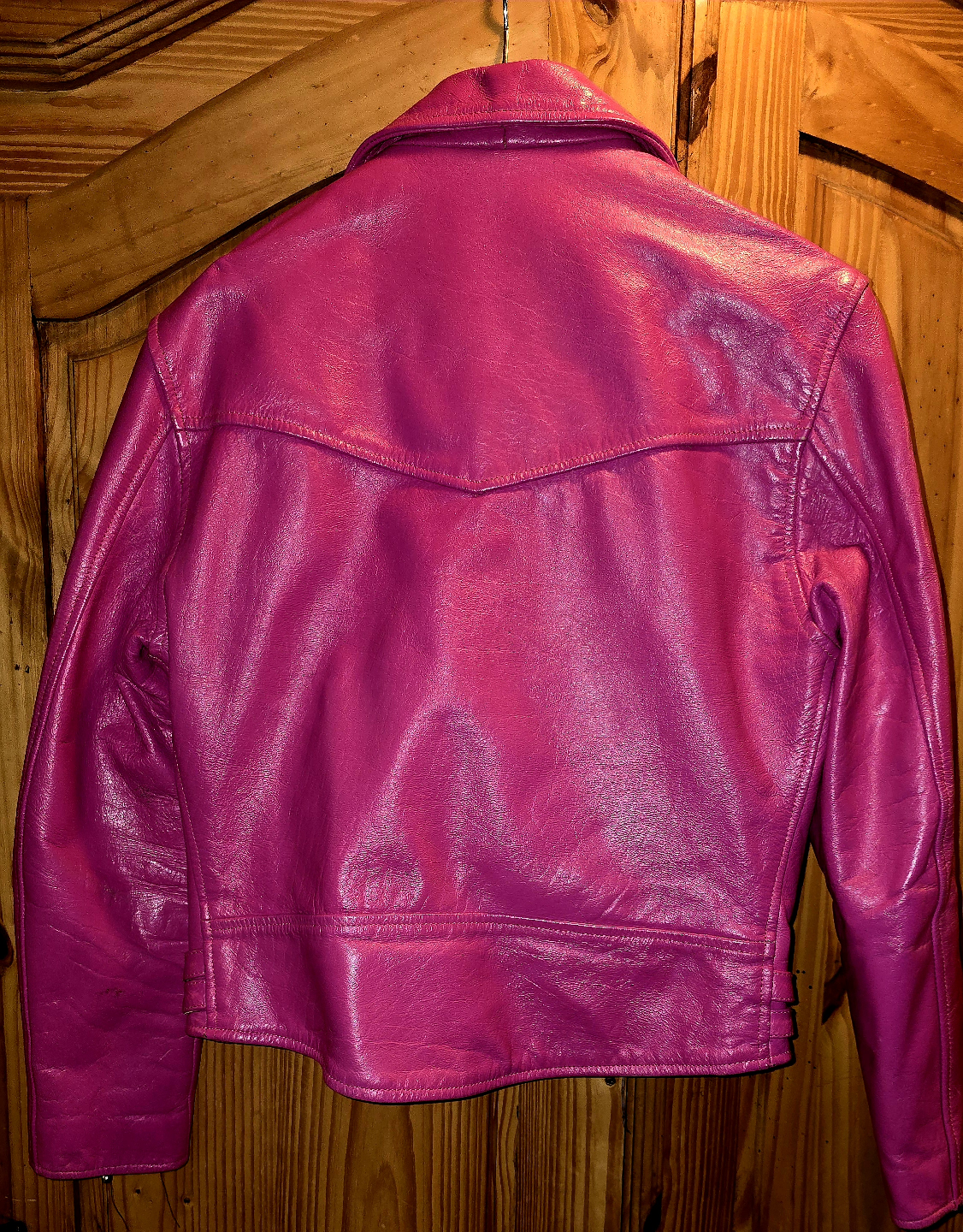 Genuine Pink Leather Jacket & Scarf - photo 2