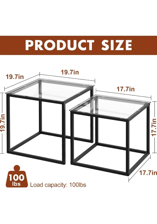 Marble-Finish Coffee Tables set (2 new pcs) image indicator(6)