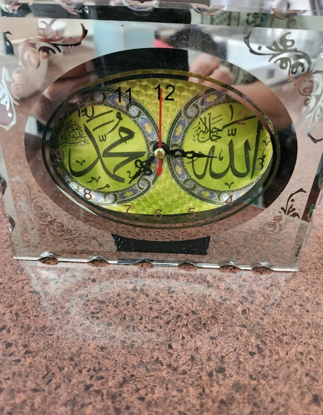 Glass Table Clock with Floral Box image indicator(2)