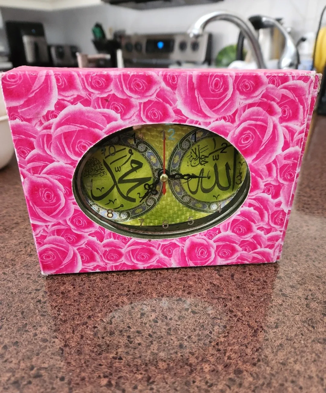 Glass Table Clock with Floral Box image indicator(4)