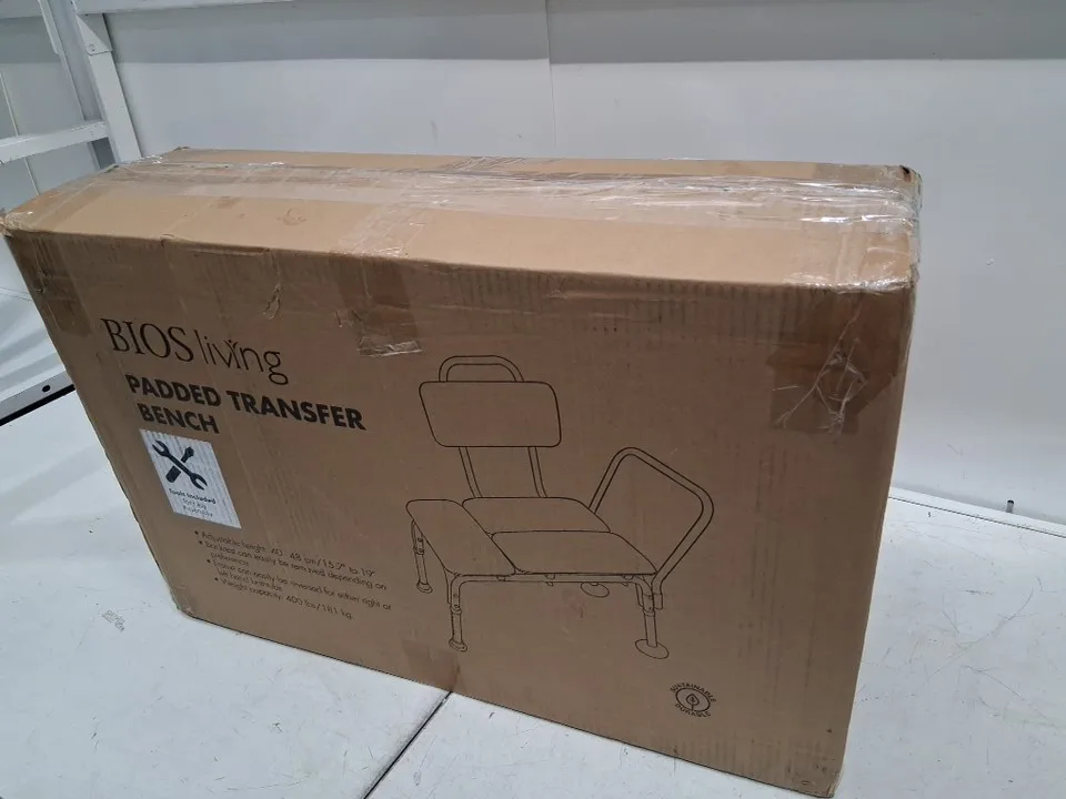 BIOS LIVING PADDED TRANSFER BENCH with LEFT OR RIGHT HANDED image indicator(2)