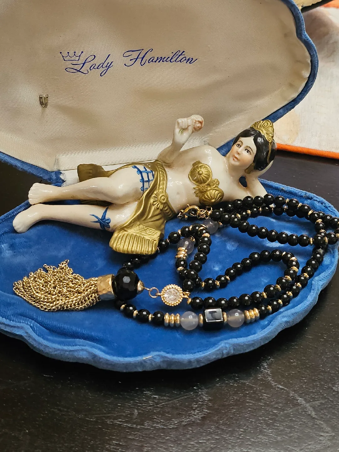 Black Beaded Tassel Necklace thumbnail