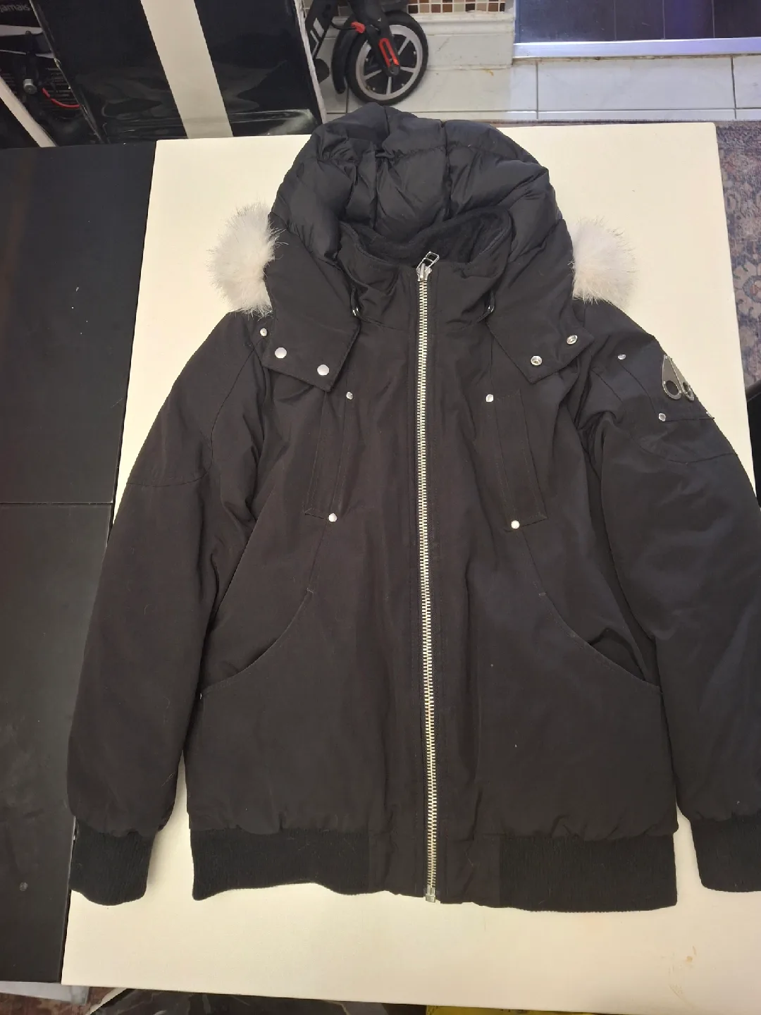 Moose Knuckles Black Bomber Jacket