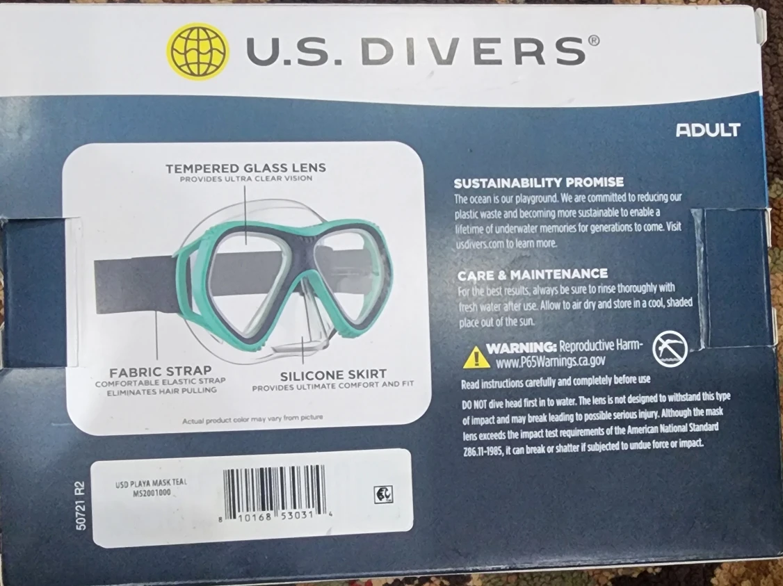 U.S. Divers Playa Adult Snorkel Mask - New in Box - photo 2