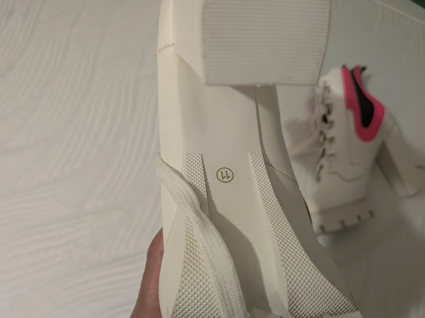 Platform Heel Boots - White & Pink, Size 11 - photo 3