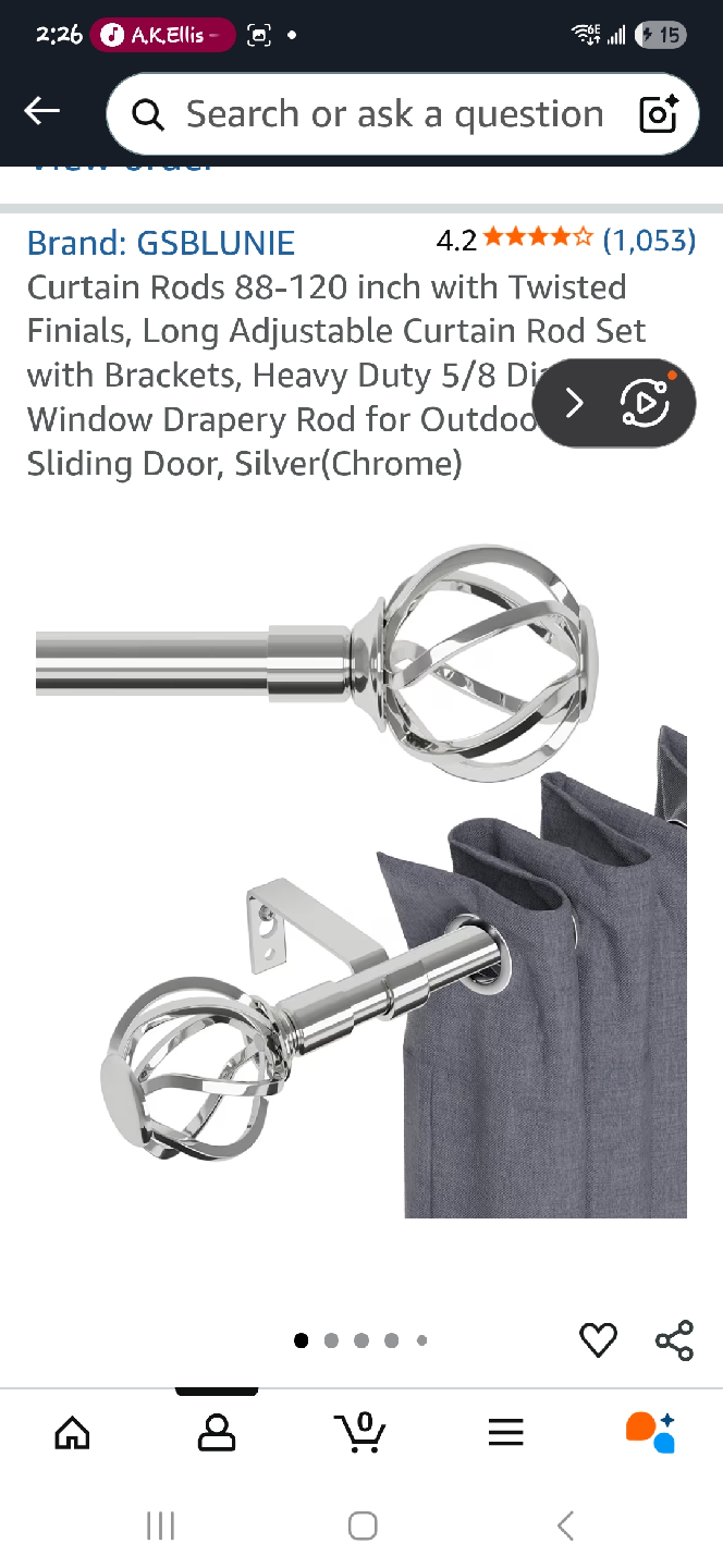 GSBLUNIE Curtain Rod 88-120 inch, Silver (Chrome) - photo 2