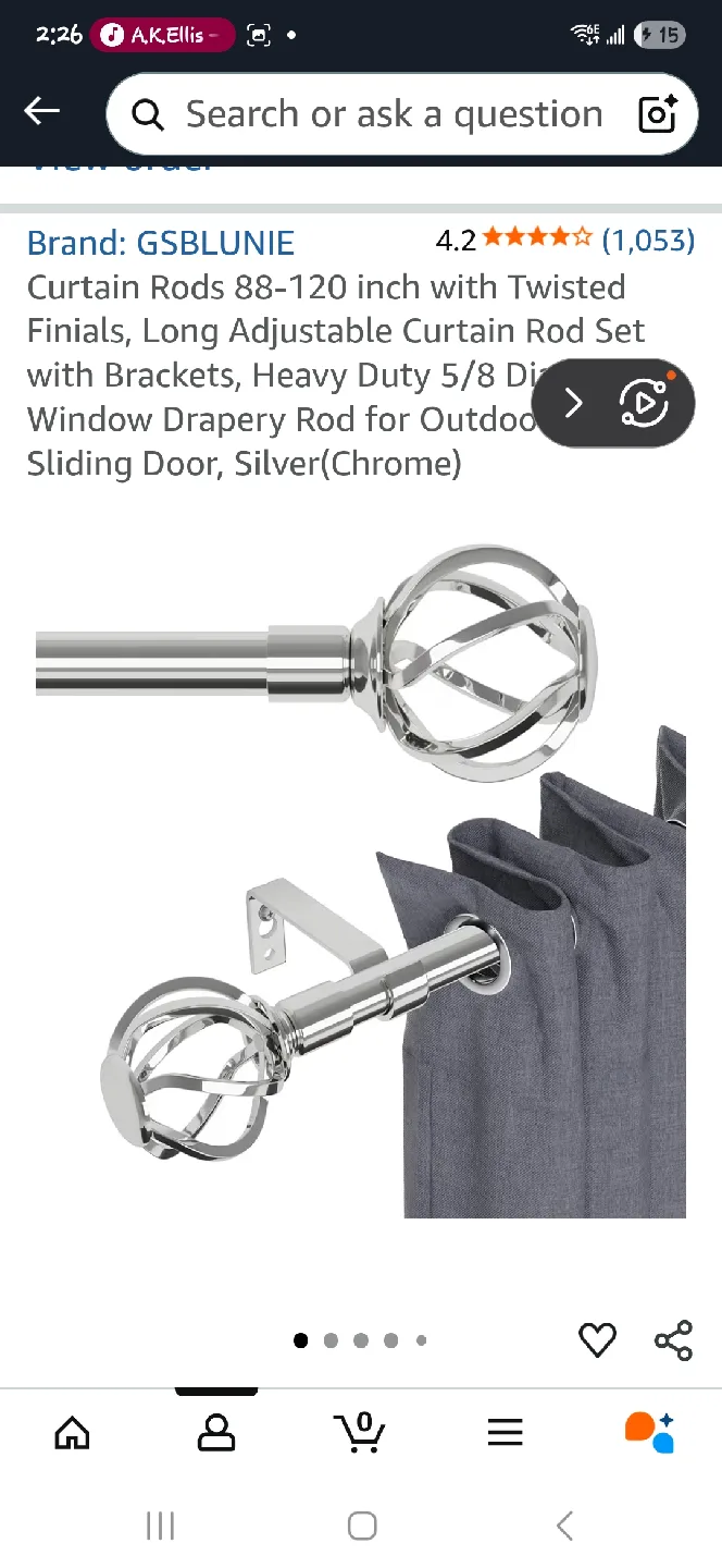 GSBLUNIE Curtain Rod 88-120 inch, Silver (Chrome) image indicator(2)