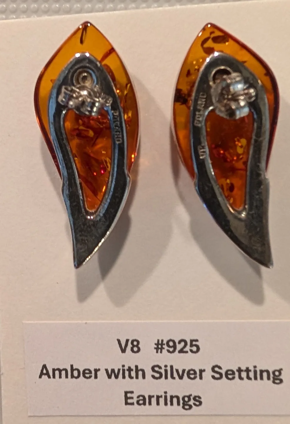 Amber V8 #925 Earrings made in Poland image indicator(2)