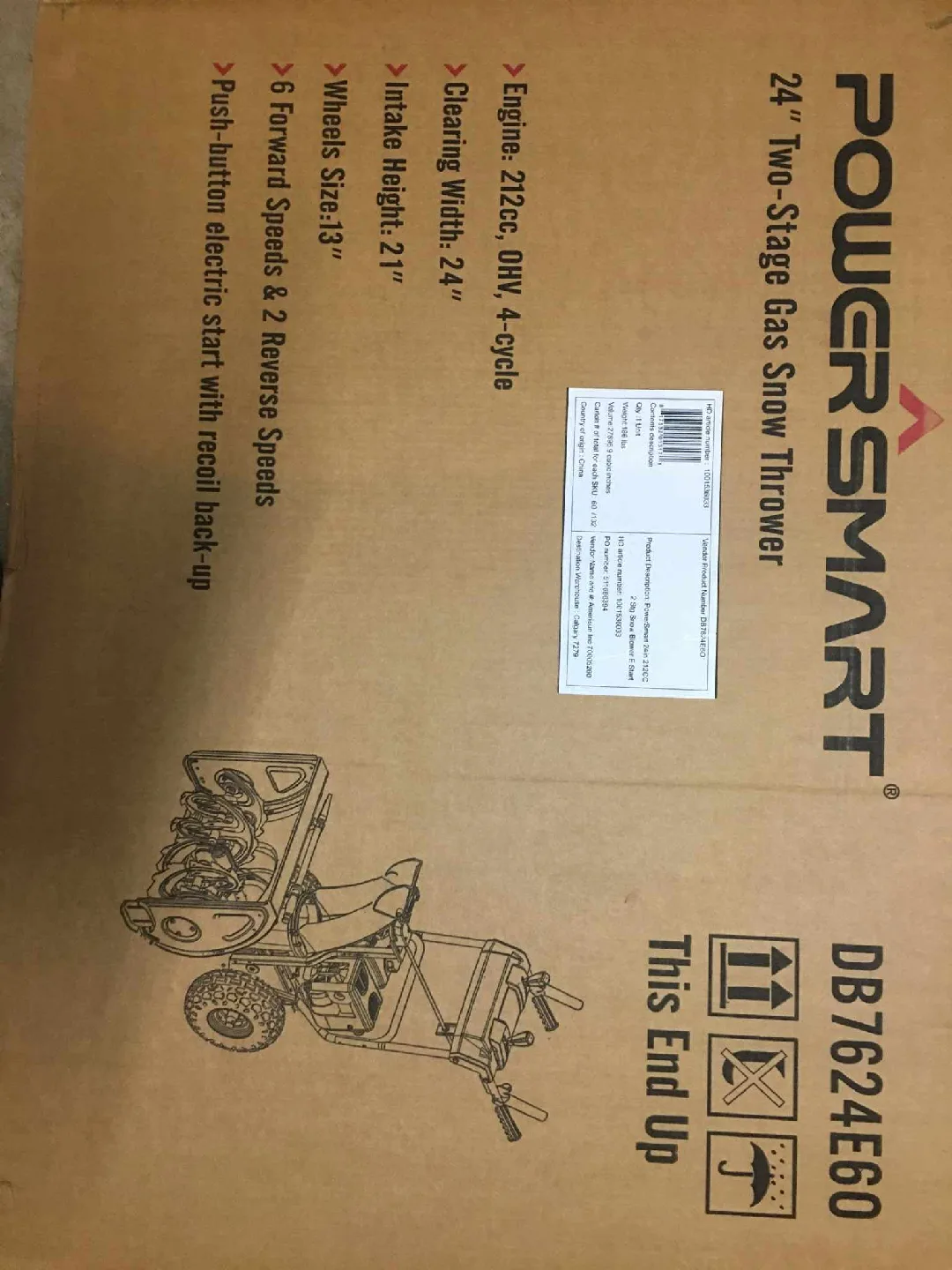 PowerSmart DB7624E60 24" Two-Stage Gas Snow Thrower image indicator(6)