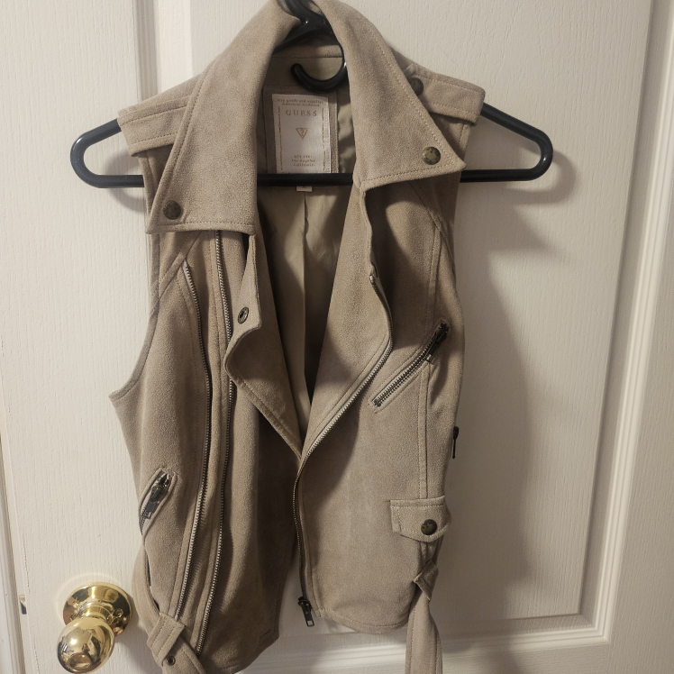 Guess XS Beige Faux Suede Vest