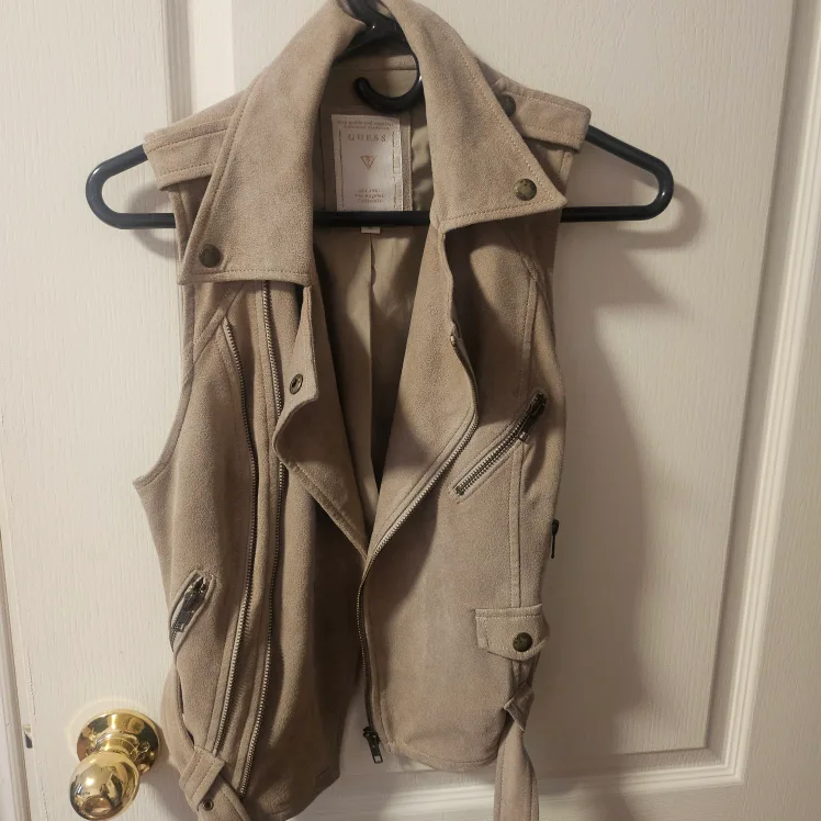 Guess XS Beige Faux Suede Vest thumbnail