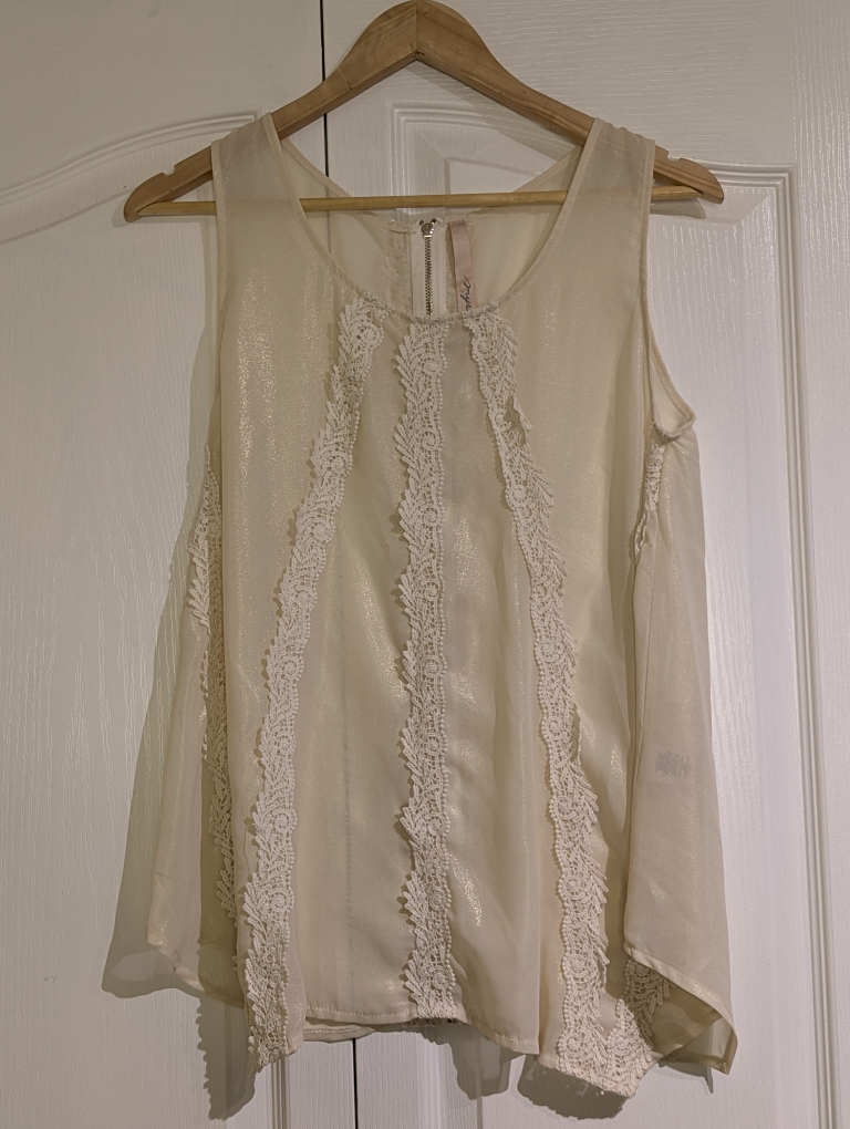 Mystree Cream Sleeveless Top - Size M
